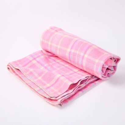 A Pink Checkered Woollen Blanket