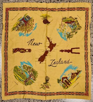 A Vintage NZ Souvenir Kiwiana Table Cloth