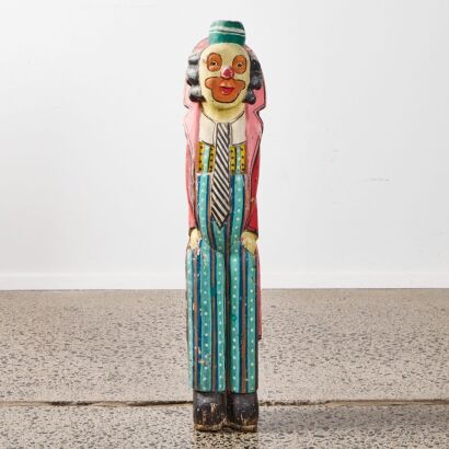 A Vintage Carved Circus Clown Post