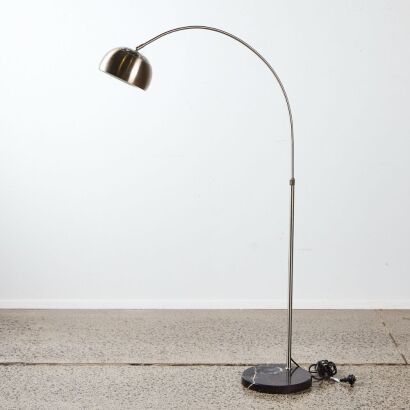 An Arco Style Lamp With A Marble Base