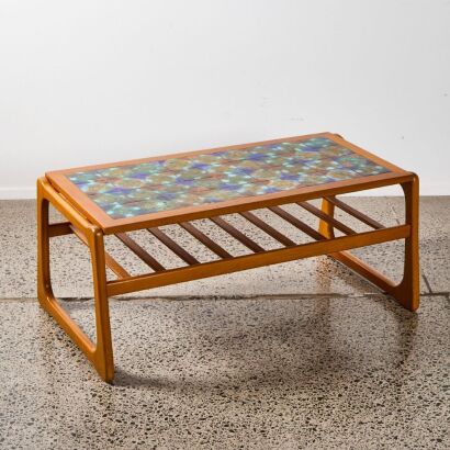 A Mid-Century Enamel on Copper Tile Coffee Table