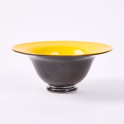 A Yellow & Black Art Glass Bowl