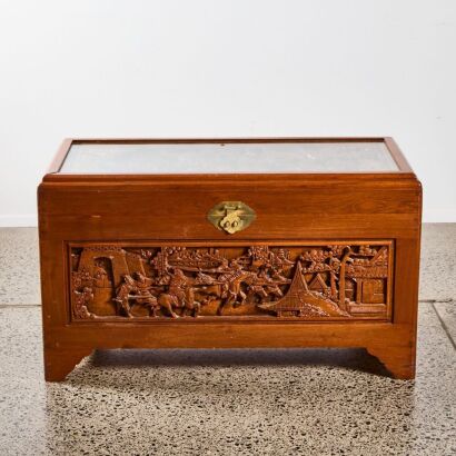 A Chinese Campher Chest with Glass Top