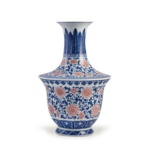 An Underglaze Blue and Copper Red Vase (Da Qing Qianlong Nian Zhi Mark)