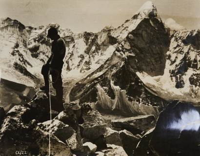 ALFRED GREGORY Tensing seen on a rocky ridge... (from the 1953 Mt Everest expedition)