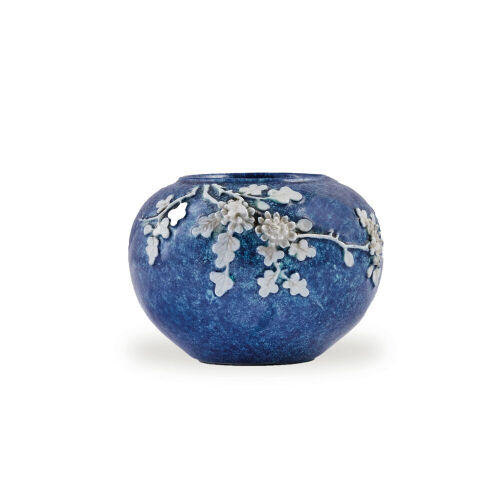 A Robin's-egg Glazed Pot carved plum blossom