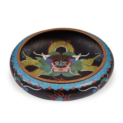 A Chinese Late Qing Dynasty Cloisonne Brush Washer decorated with dragon pattern