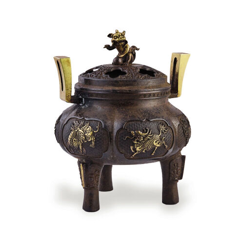 A Chinese Xuande Style Incense Burner with kylin pattern