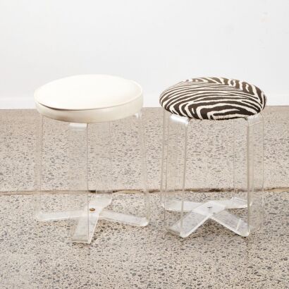 A Pair of Perspex Padded Stools