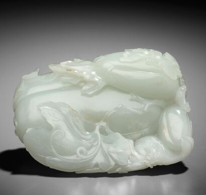 A Chinese 18th century jade 'melon' Carving