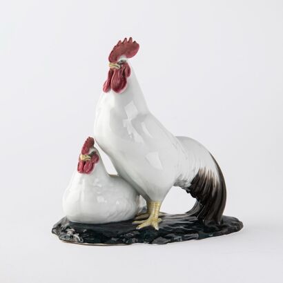 A Chinese mid-20th century rooster porcelain ornament