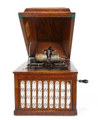 A Vintage Edison Amberola Internal Horn Phonograph in Oak Case
