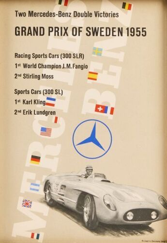 Two Mercedes-Benz Double Victories GP Of Sweden 1955 Poster