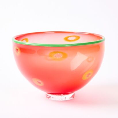 A Peter Viesnik Red Watermelon Art Glass Bowl Dated '12