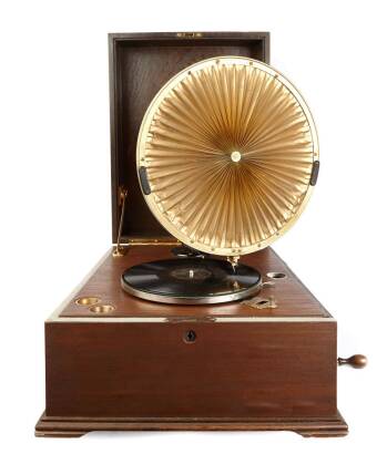 A Vintage 'His Masters Voice' Sprinig Wound, Mahogany Case, 78 Phonograph, c.1920
