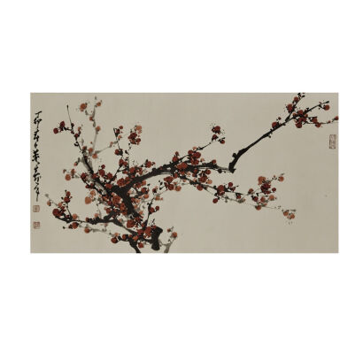 A Chinese Painting of Red Plum Blossom (Dong Shouping Mark)