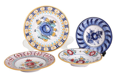 A Grouping of Four 'Modra Keram' Slovakian Hand-Painted Plates