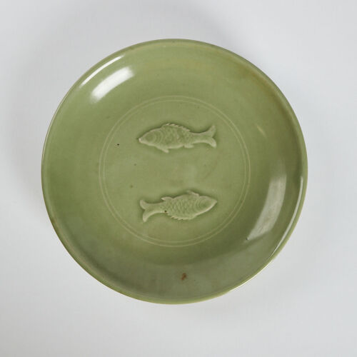 A Chinese 17th~18th century Longquan Kiln Glazed Double Fish Plate