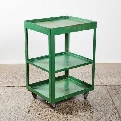 A Mobile Industrial Three Tier Shelving Unit