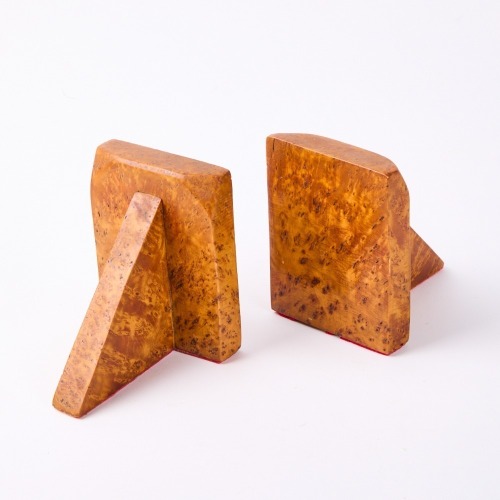 A Pair Of Art Deco Walnut Burr Bookends