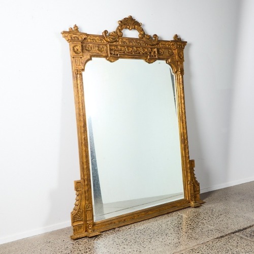 A Victorian Gilt Over Mantel Mirror In Neo-Classical Style