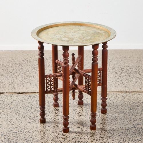 A Moroccan Brass Tray Top Folding Table