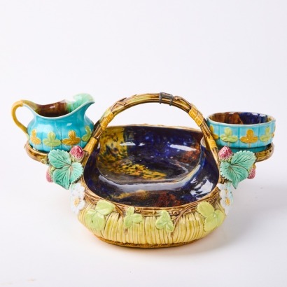 A Majolica Serving Basket