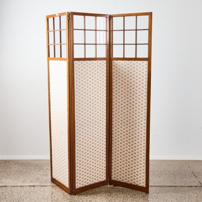 An Antique Folding Screen with Glass Panes