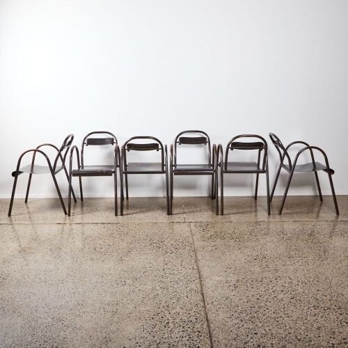 A Suit Of Six Rare Metal Thonet Chairs 1950s