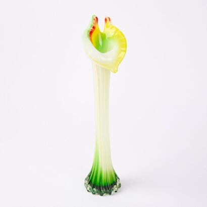 A Calla Lilly Handblown Vase ( Blue Base)