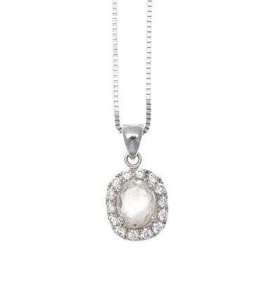 18ct White Gold Rose Cut Diamond Pendant