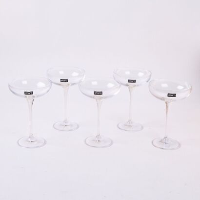 A Set of Five Krosno Champagne Coupes