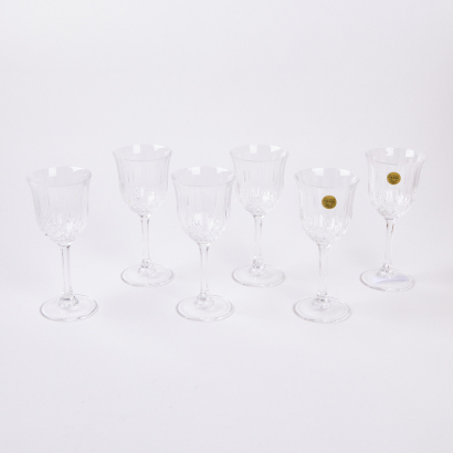 A Set Of Six Italian Bleikristall Crystal Wine Glasses