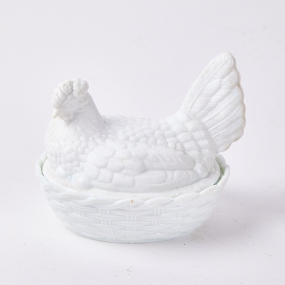 A White Milk Glass Egg Keeper