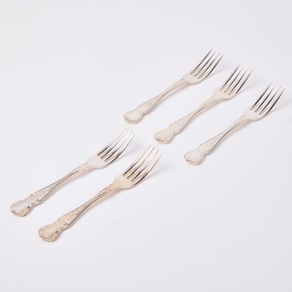 Five Silver Plate Rodd Kings Pattern Miniture Forks