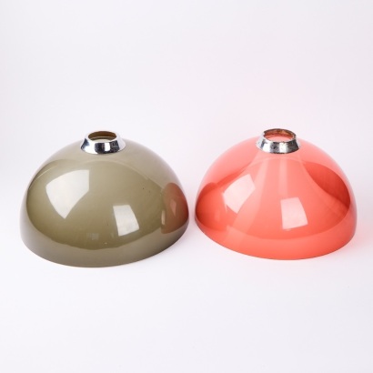 A Pair of Retro Coloured Plastic Lightshade Fittings