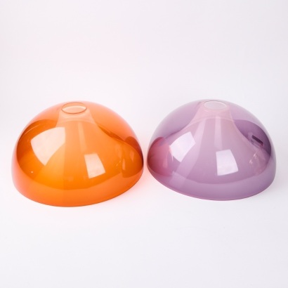 A Pair of Retro Coloured Plastic Lightshade Fittings