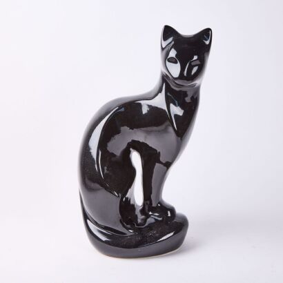 A Large Black Ceramic Cat