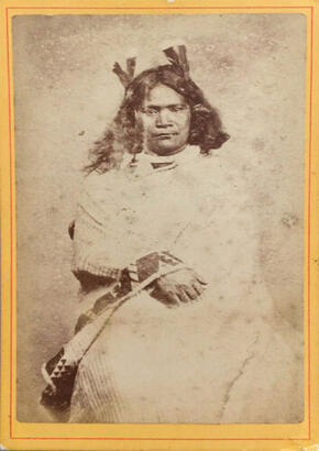 H.T Lock - Untitled (Seated Māori woman with 4 huia feathers)