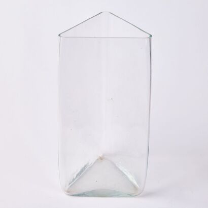 A Large Triangular Glass Vase