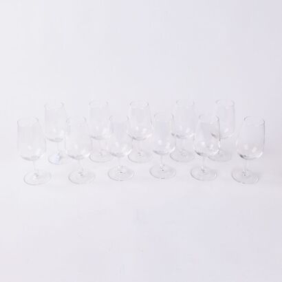 A Set of Eleven Marked Wine Tasting Glasses