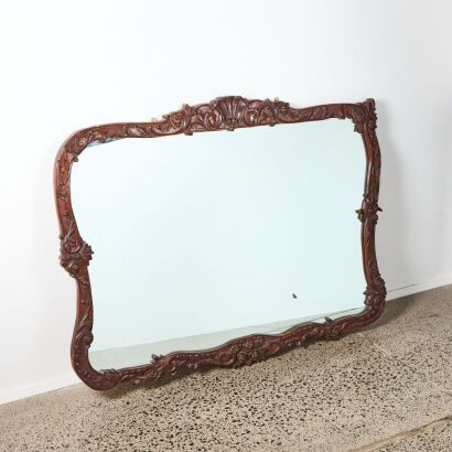 A Large Carved Mahogany Framed Mirror