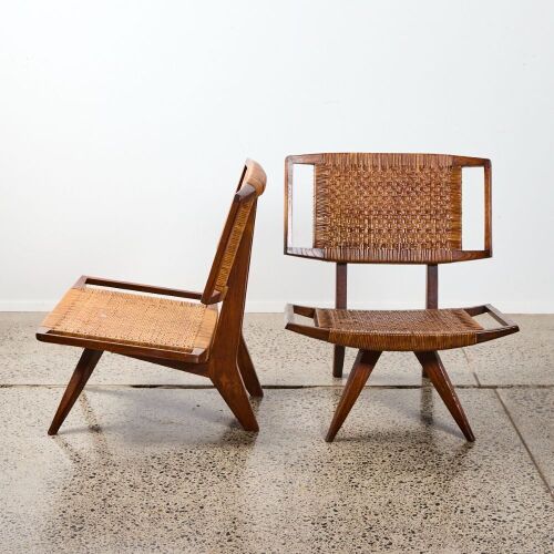 A Pair Of Paul Laszlo Style Lounge Chairs