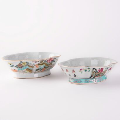 Two Chinese late Qing dynasty famillie-rose dishes