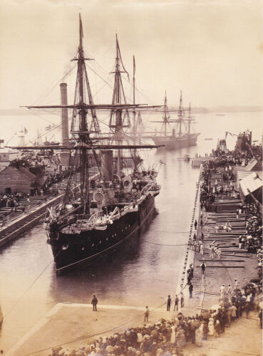 Photographer Unknown - HMS Calliope and HMS Diamond at the Opening of Calliope Dock