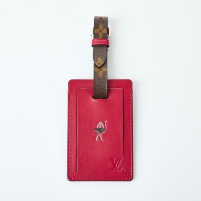 Louis Vuitton Calfskin Monogram Fuchsia Luggage Tag with Box - Near new