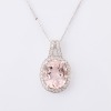 9ct White Gold, Morganite / .20ct Diamond Pendant on 45cm Chain