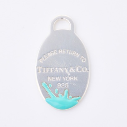 Sterling Silver, Tiffany & Co, Return to Tiffany Pendant with Blue Enamel