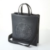 Balmain, Black Leather Logo Tote Bag