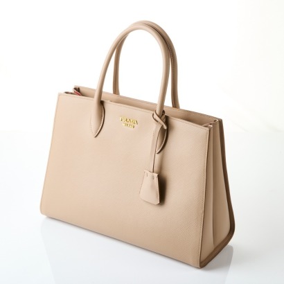 Prada Beige Saffiano Leather Tote Bag